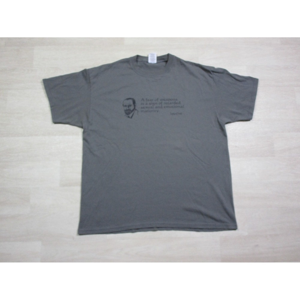 Vintage Y2K Dr Sigmund Freud Graphic (XL) T Shirt "Fear‎ of Weapons" Quote Art